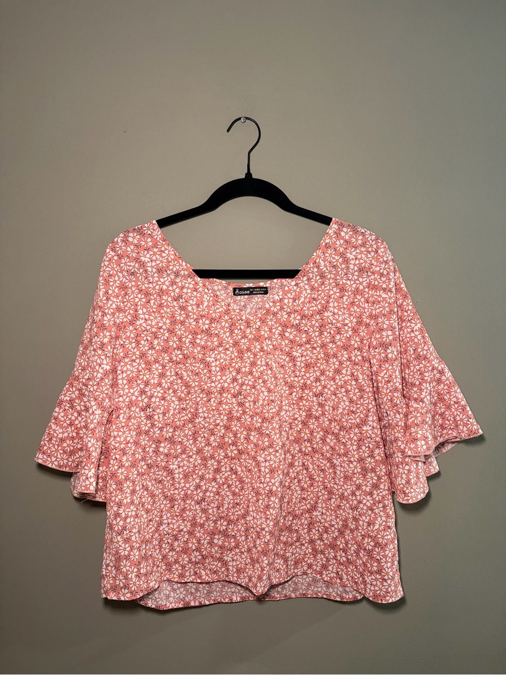 Sason Blouse Floral Flutter Bell Sleeve Blouse Business Casual Modest Soft Girl
